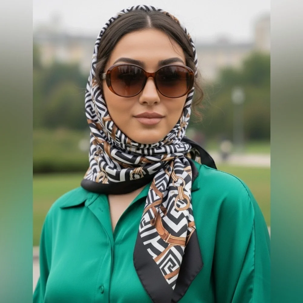 ✨NEW Elegant Black and Gold Patterned Scarf